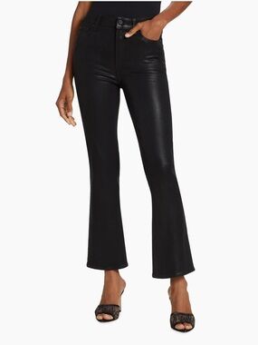Paige Claudine Black Coated Flare Ankle Jeans